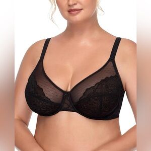 HSIA Enchante Unlined Lace Minimizer Bra 38G
